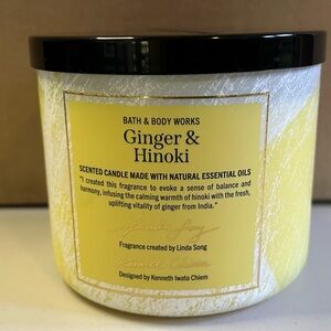 Bath & Body Works - Ginger & Hinoki 3 wick candle. Aromatherapy limited candle.